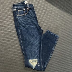 Abercrombie & Fitch high rise skinny jeans with rips in the knees